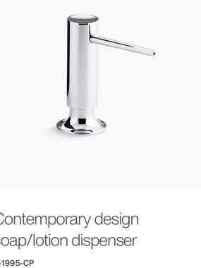 New Kohler Chrome Single-Handle Soap/Lotion Dispenser K-1995